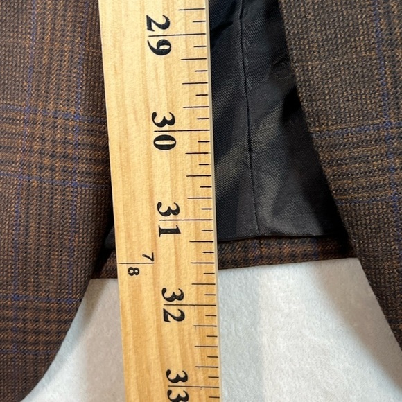 Brioni 44R NOMENTANO Brown Navy Plaid 3 Button Double Vent 100% Wool Sport Coat - Picture 6 of 15